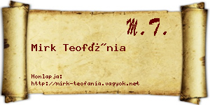 Mirk Teofánia névjegykártya